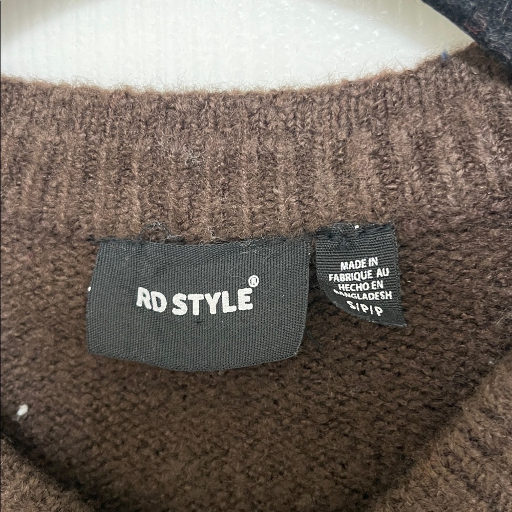 NWT RD STYLE Wren Crewneck Cardigan in Brown - Picture 7 of 10